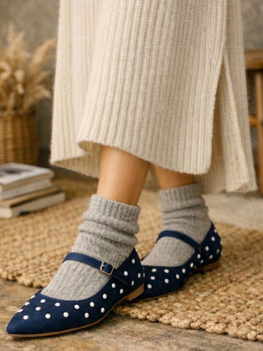 Loft blue denim Mary Jane flat shoes size 7